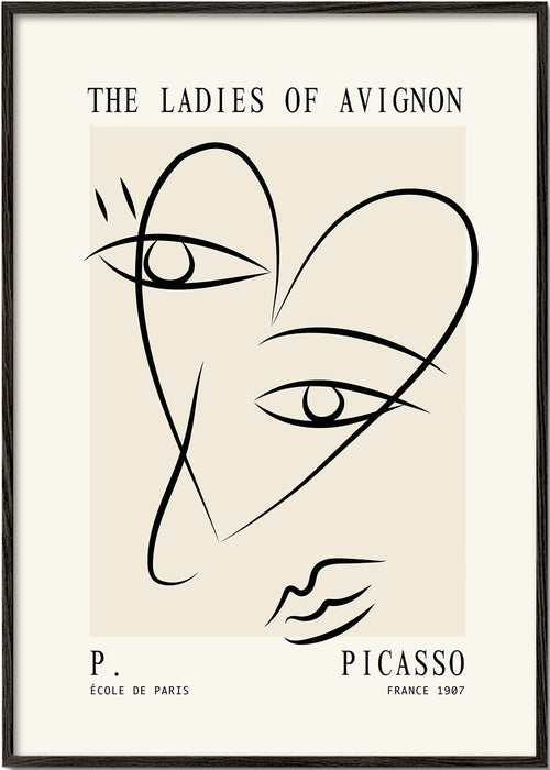 Line art geïnspireerd op The Ladies of Avignon