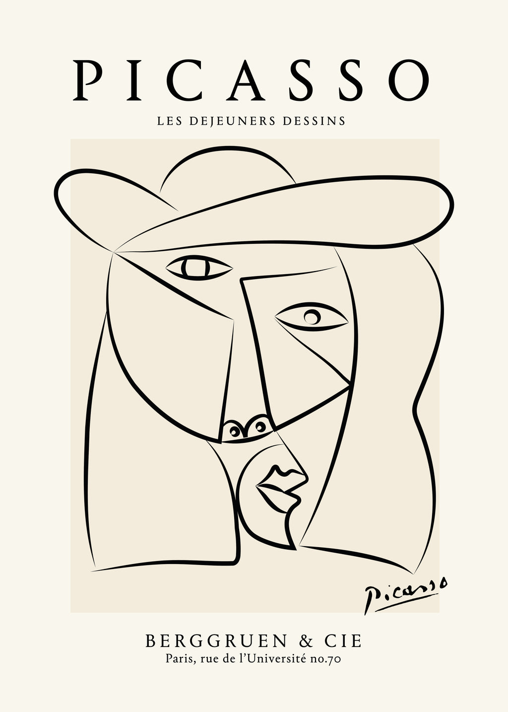 Picasso Woman in a Hat Sktech Poster - Unframed art print