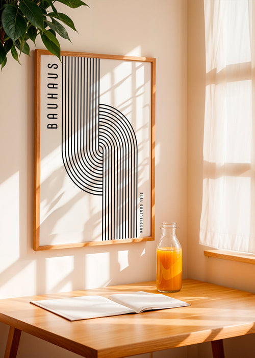 Vintage poster Bauhaus gebogen lijnen