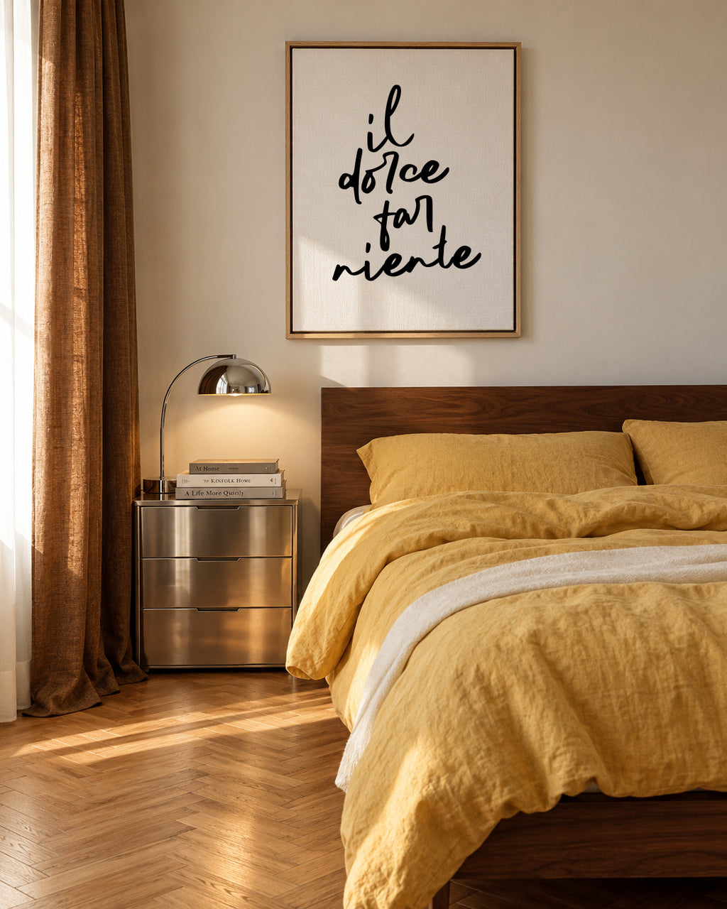 Il dolce far niente Poster - Framed canvas in an interior