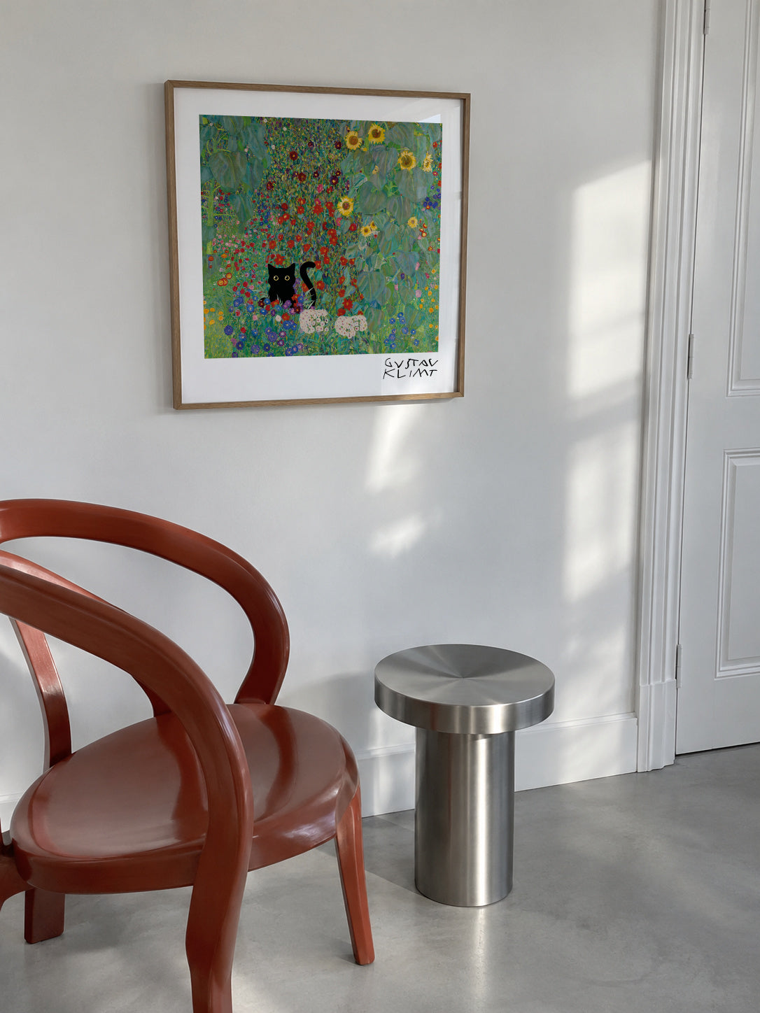 Gustav Klimt Garden Cat Print - Square - Framed poster in an interior