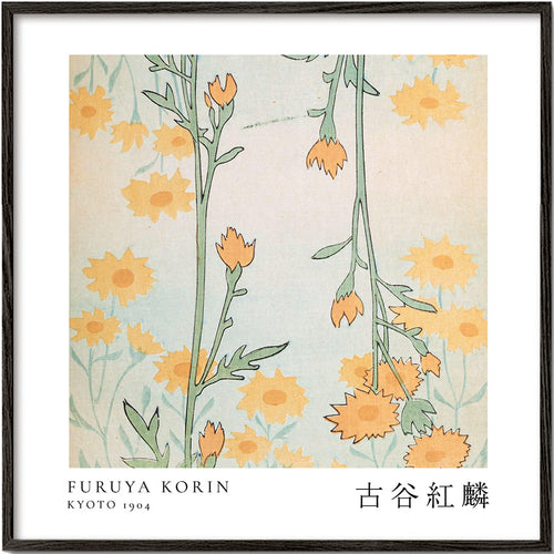 Botanische print Korin: gestileerde Japanse bloemen