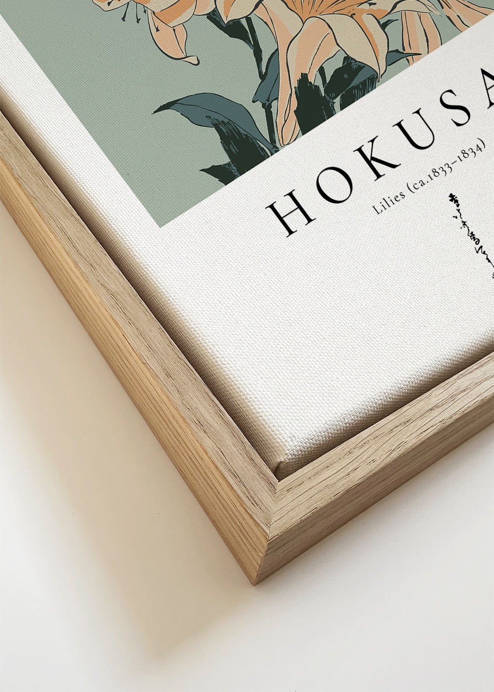Botanische lelies print geïnspireerd op Hokusai