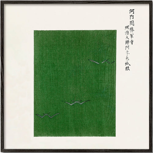 Groene vogels houtsnede
