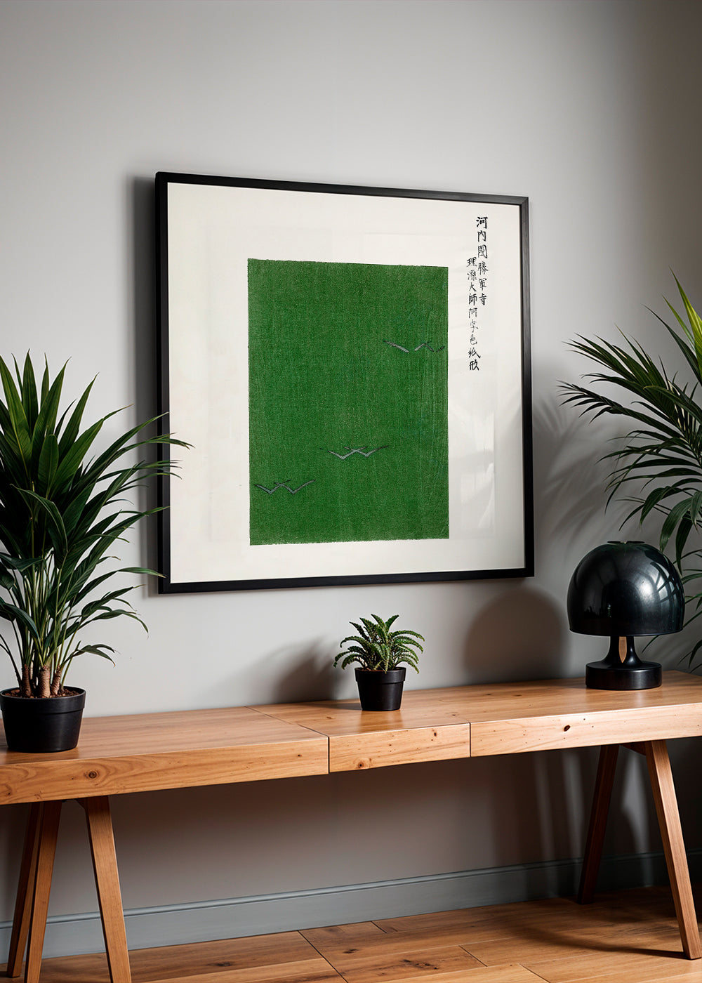 Groene vogels houtsnede