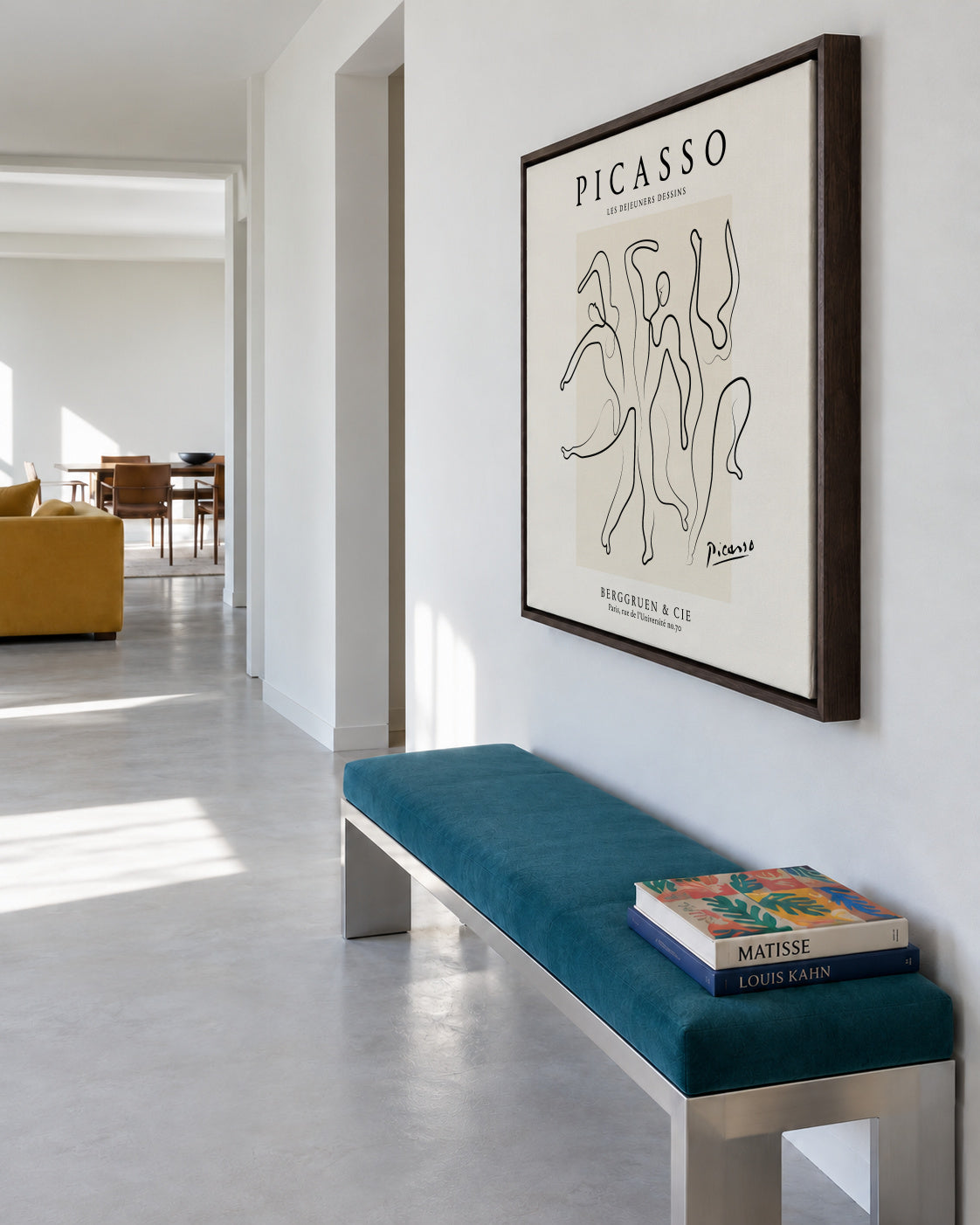 Pablo Picasso The Three Dancers Sktech poster - Square - Framed canvas in an interior