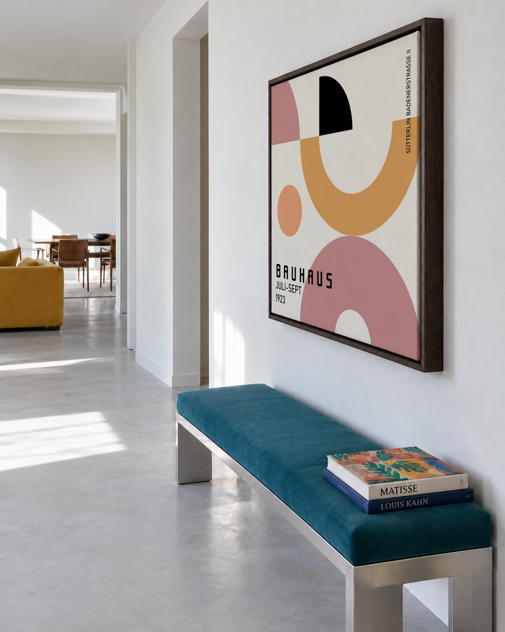 COLORFUL BAUHAUS NO.1 POSTER - Square - Framed canvas in an interior