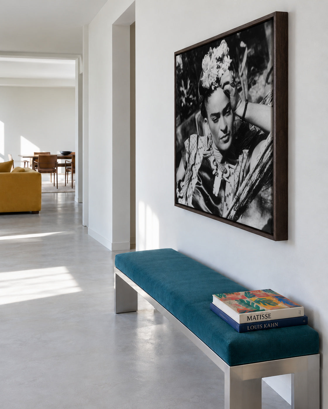 Frida Kahlo vintage photograph I - Square - Framed canvas in an interior