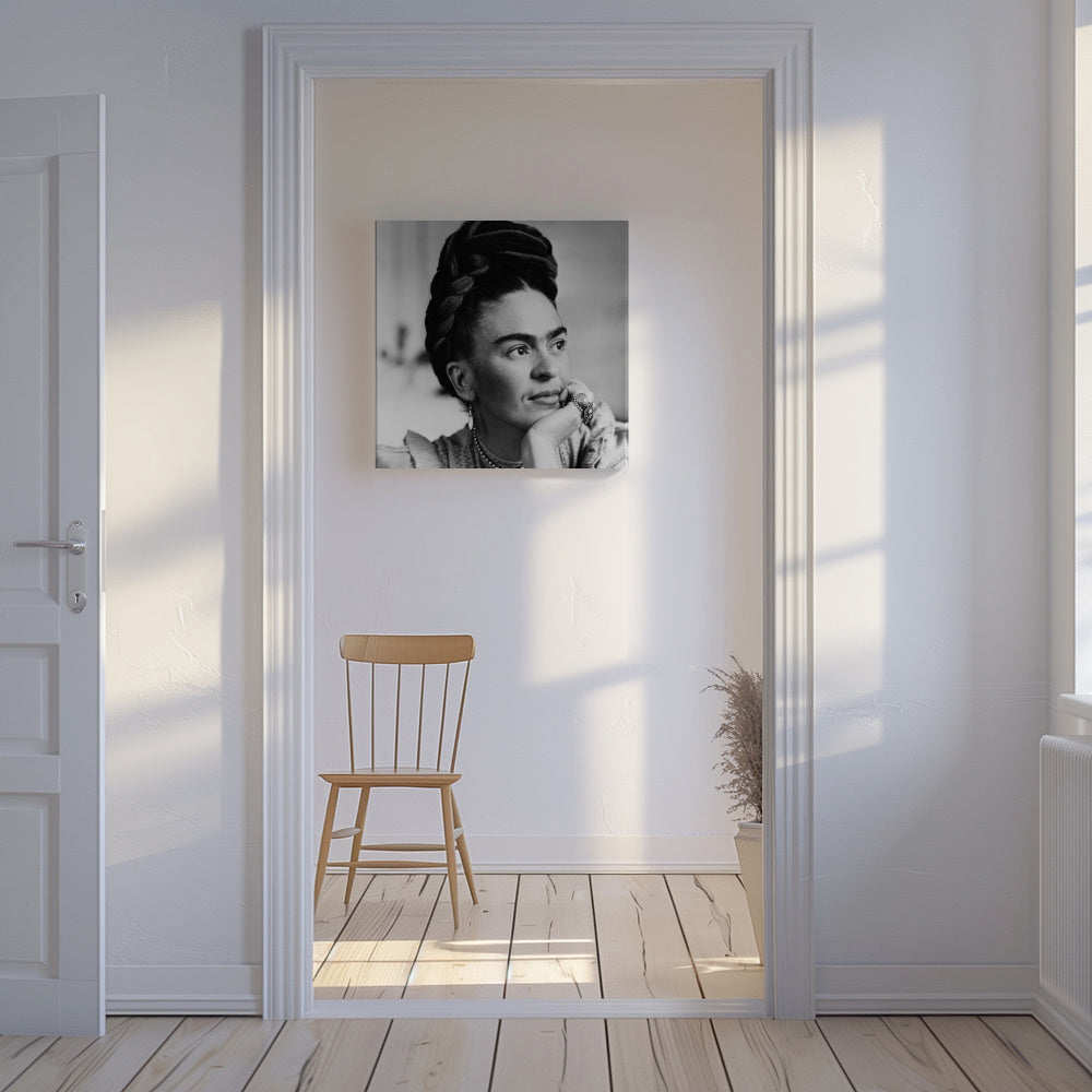 Frida Kahlo vintage photograph II - Square - Unframed canvas in an interior