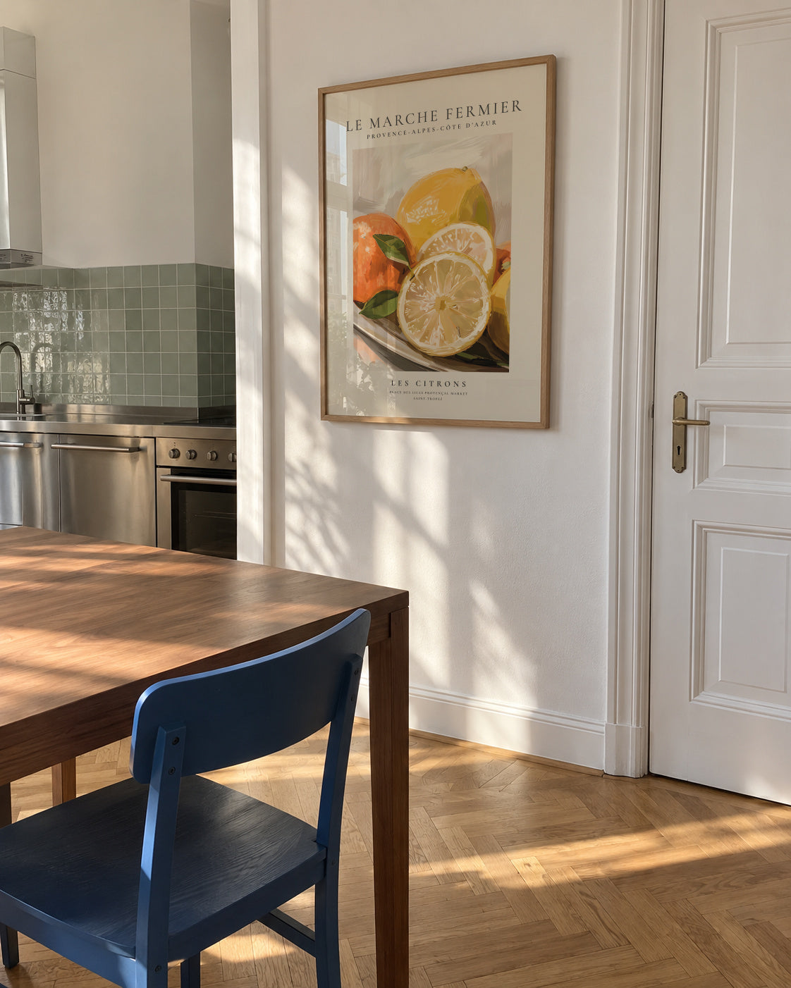 Le marche fermier - Les Citrons - Framed poster in an interior