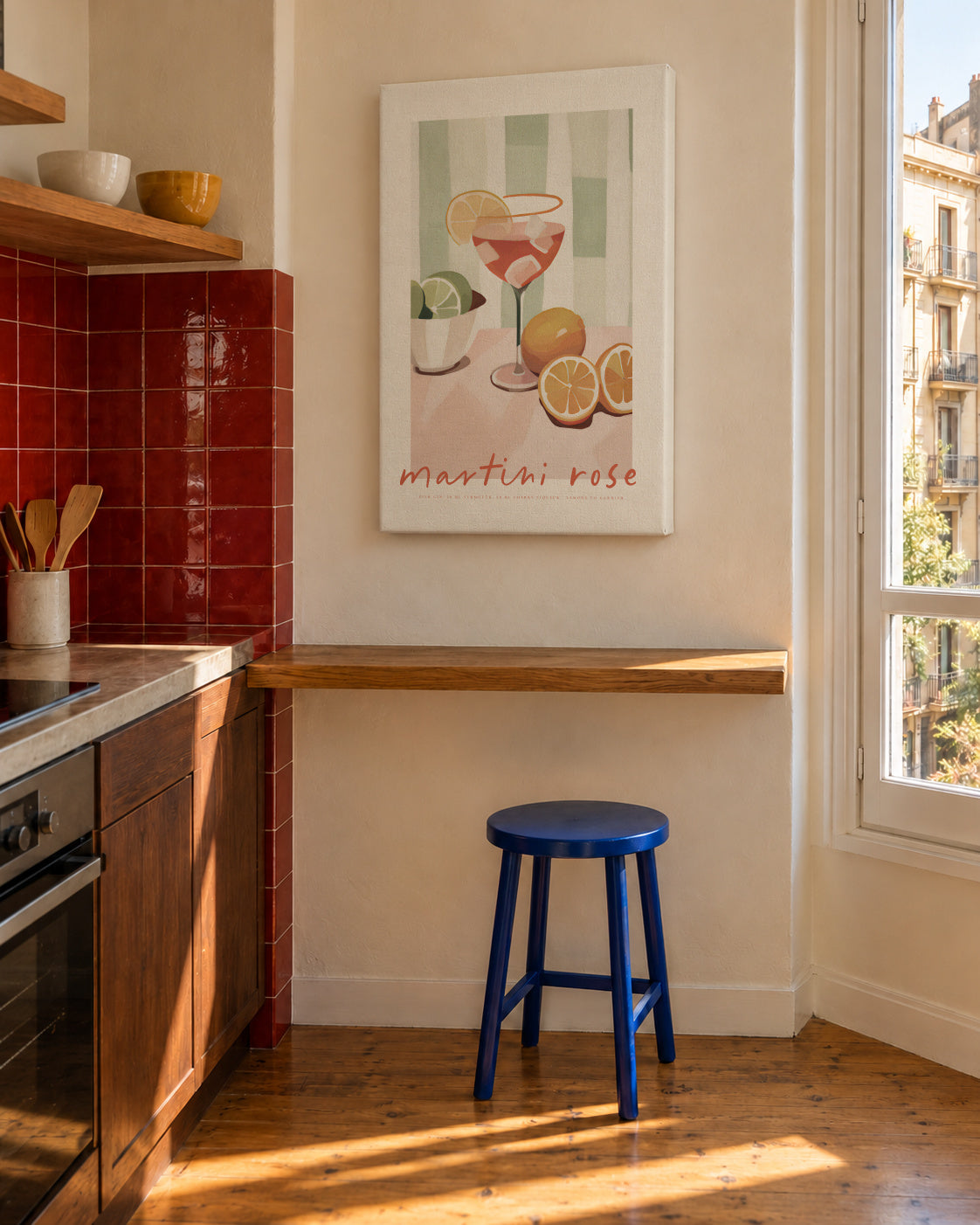 Martini Rose - Unframed canvas in an interior
