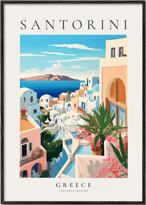 Reisposter Santorini kustzicht
