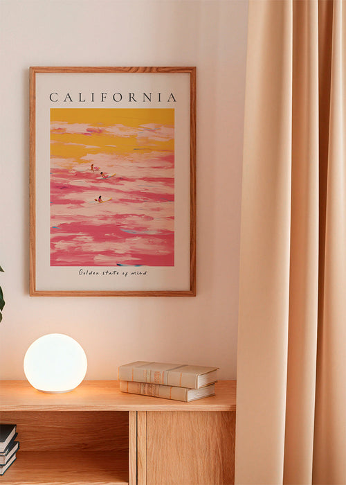 Sportkunst «California» surfers in roze en geel