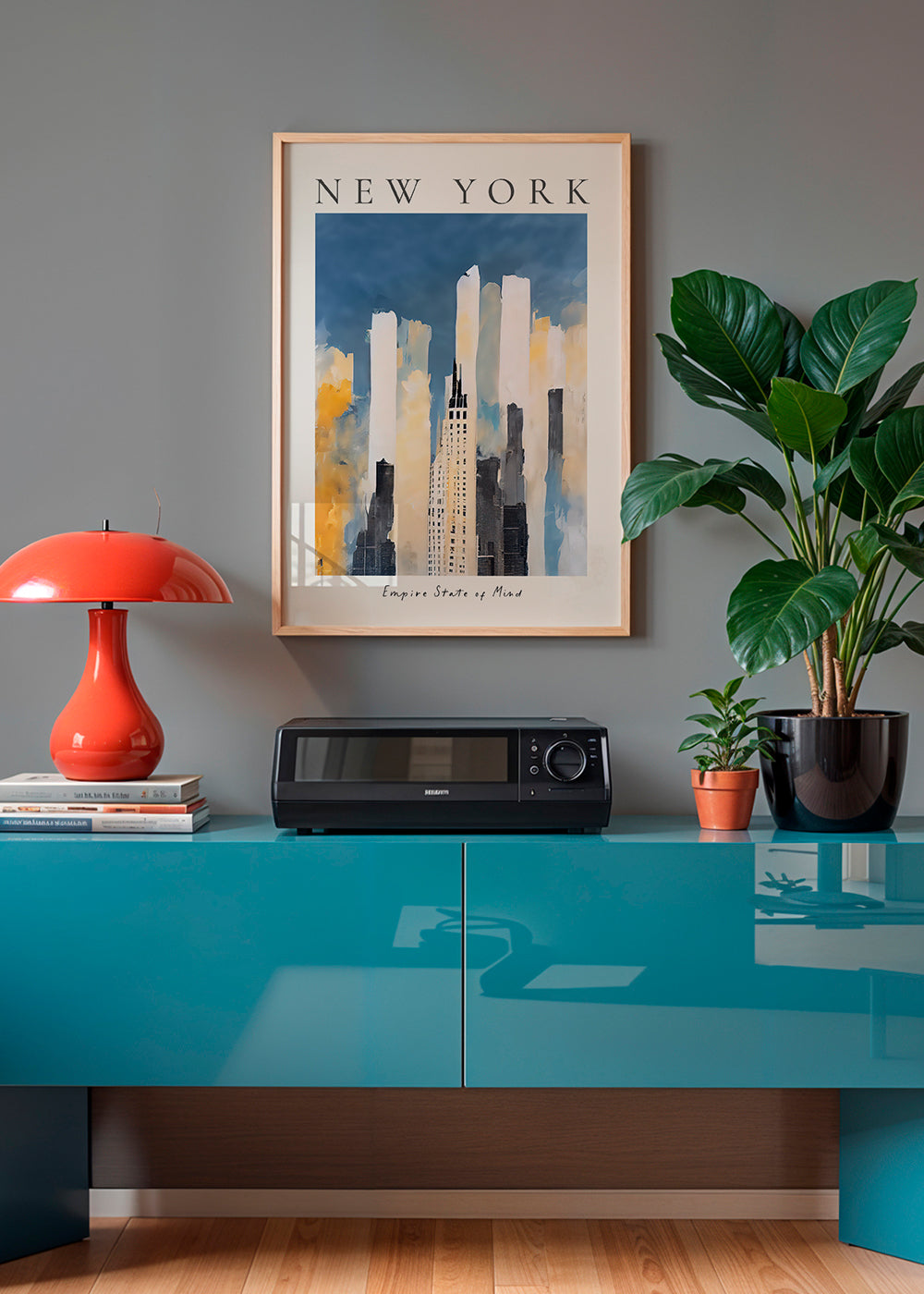 Stadsposter New York skyline schilderachtige stijl