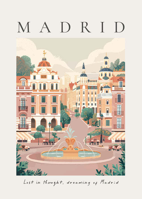 Stadsposter Madrid met fontein