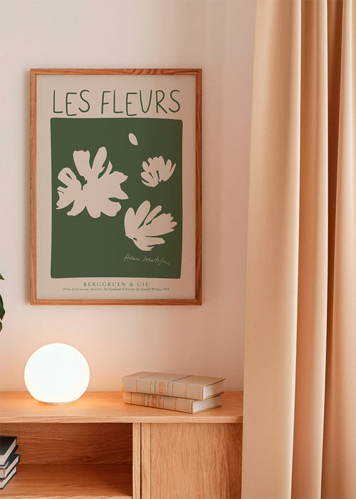 Botanische poster Les Fleurs groen vlak