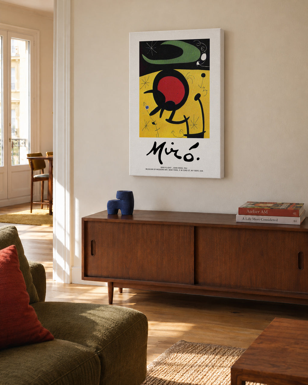Joan Miro, Bird Flight - Unframed canvas in an interior