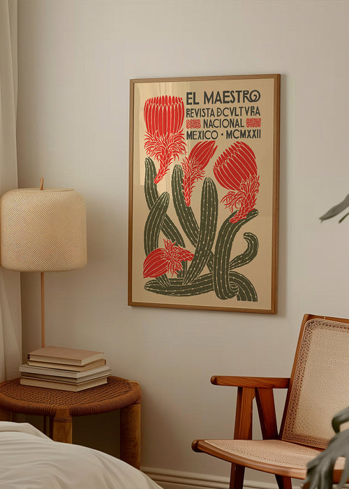 Vintage poster met cactus en Mexicaanse typografie