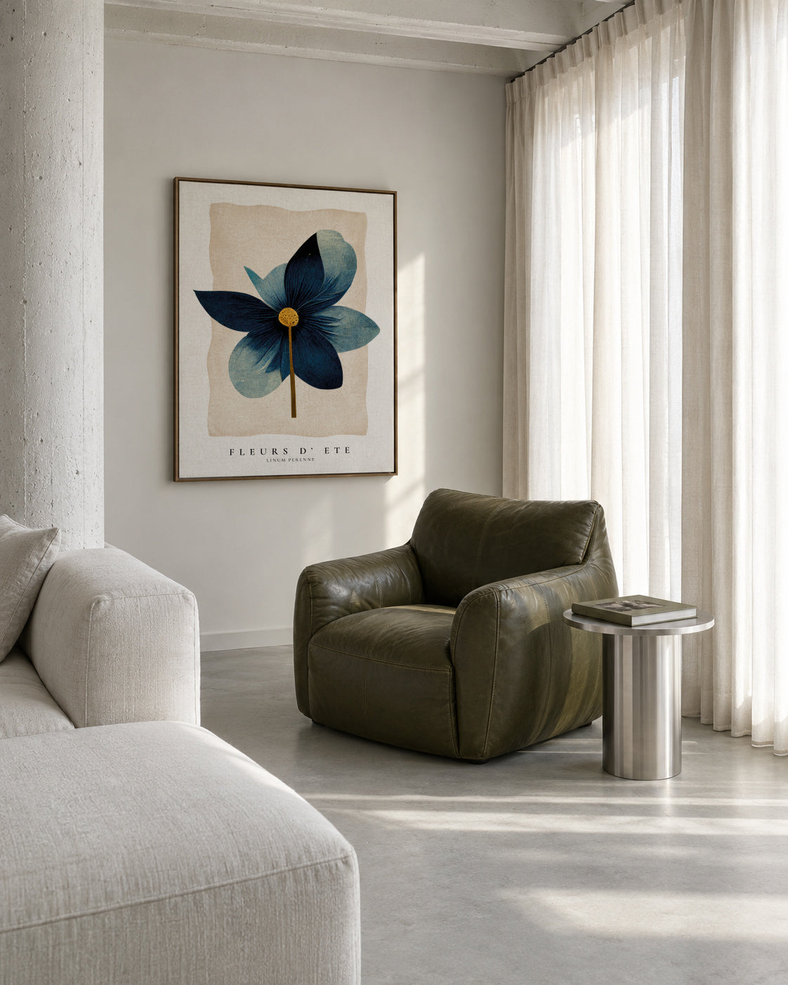 Summer flowers (fleurs d'été ) I - Framed canvas in an interior