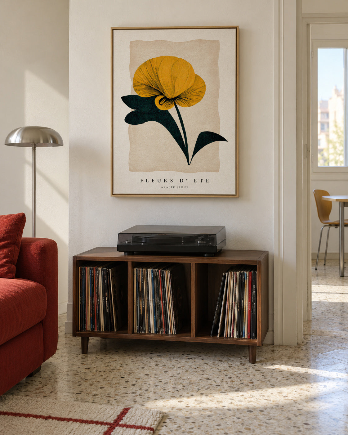 Summer flowers (fleurs d'été ) Azalea - Framed canvas in an interior