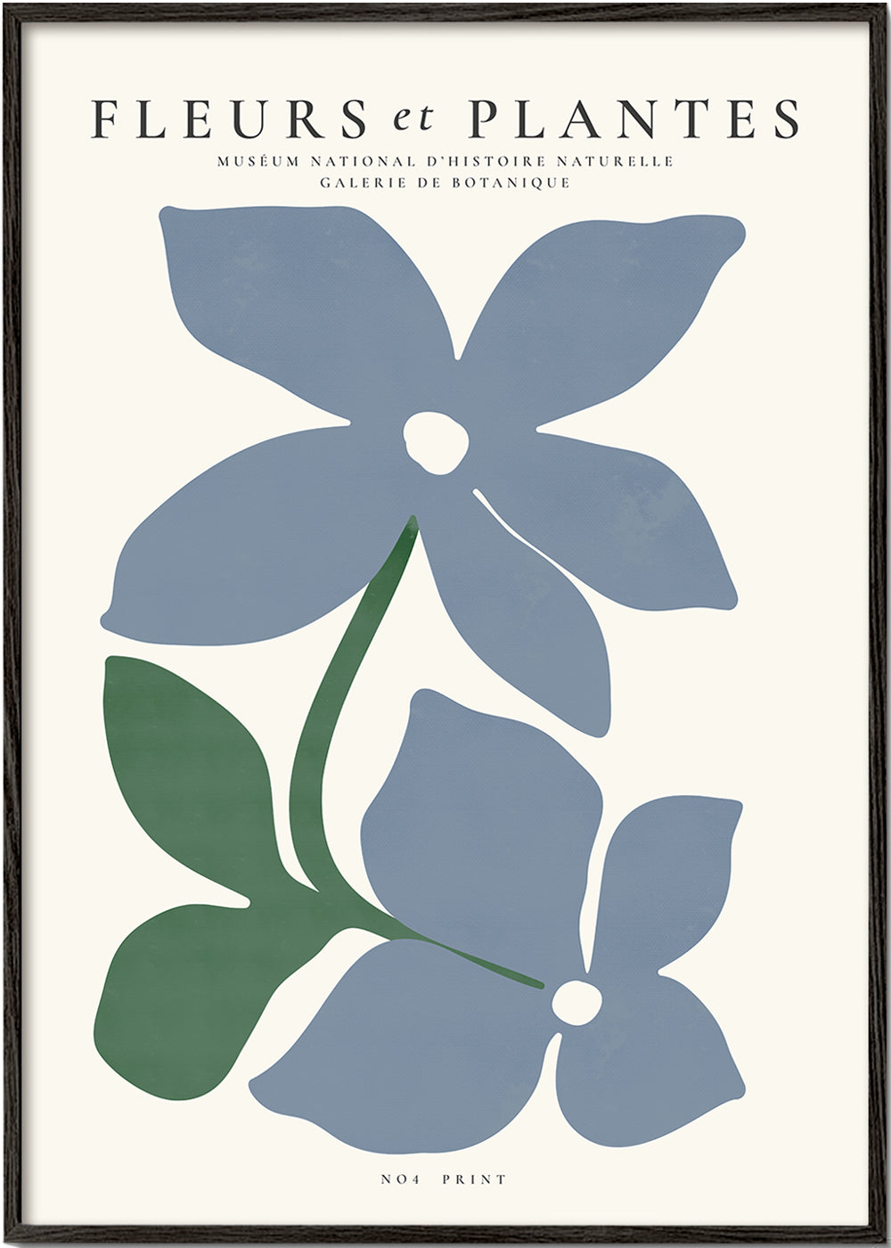 Botanische poster blauwe bloemen minimal