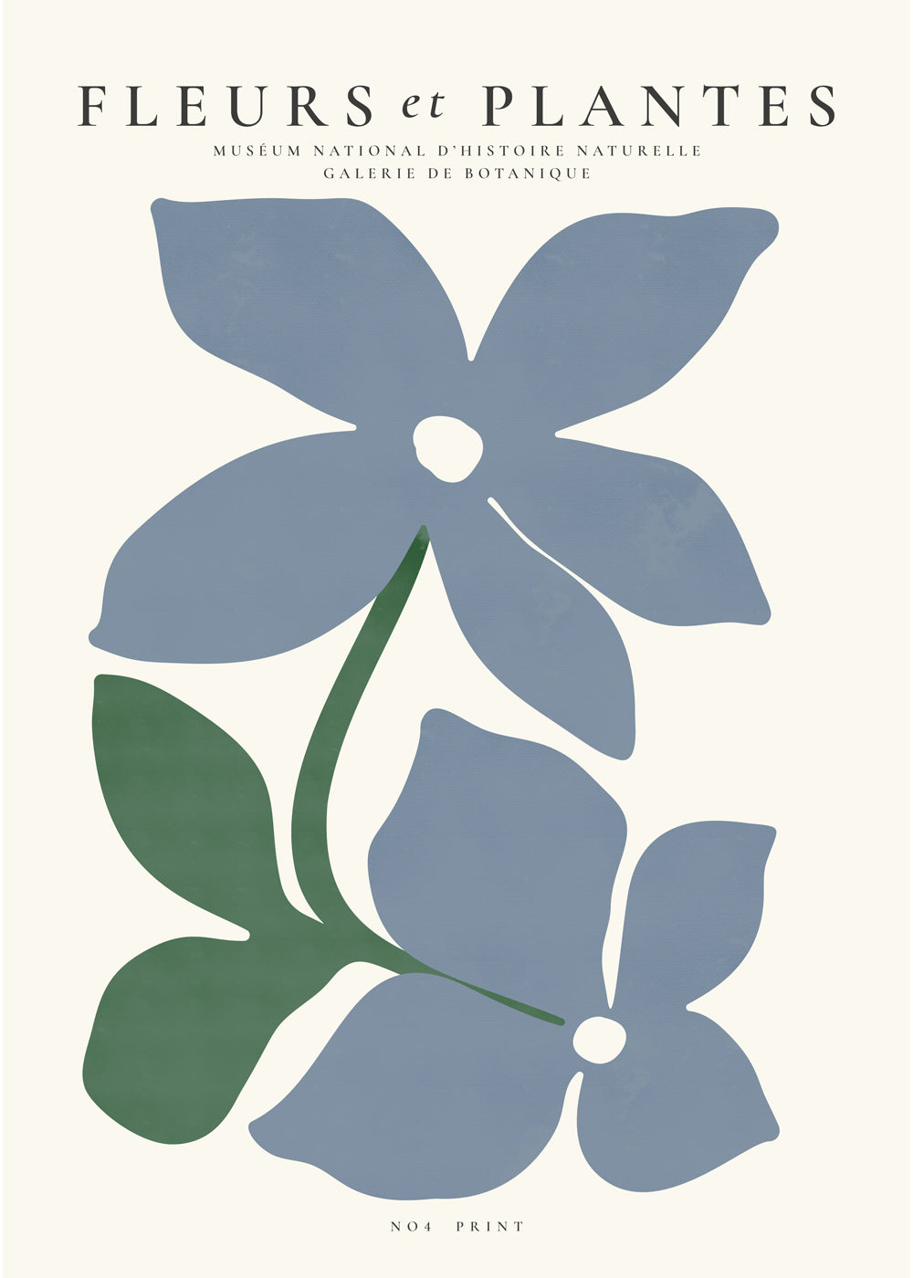 Botanische poster blauwe bloemen minimal
