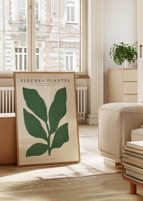 Botanische print met één groen blad