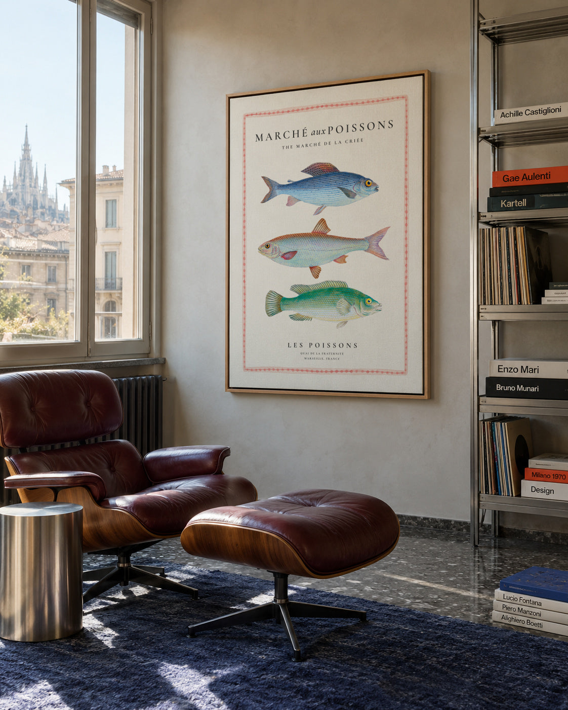 Fish Market (Marche aux poissons) - Framed canvas in an interior