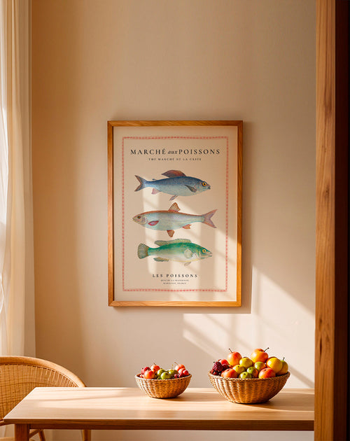Keuken kunst: naturalistische visprent