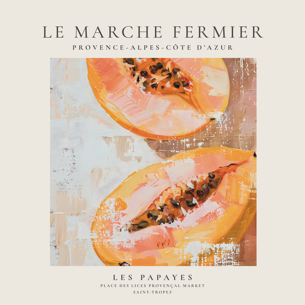 Le marche fermier - LES PAPAYES - SQUARE - Unframed art print