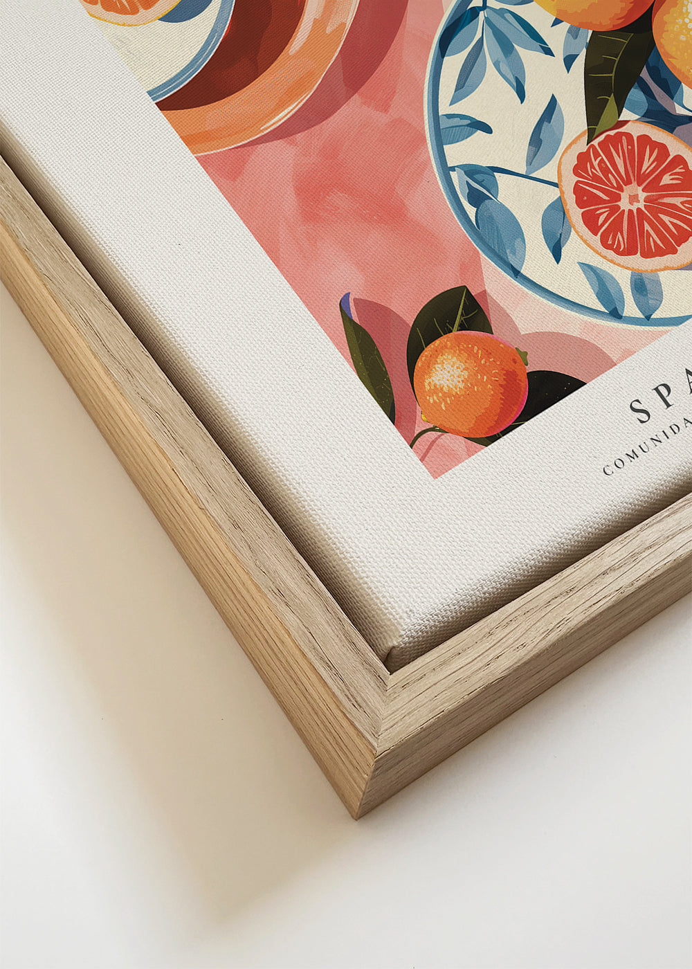 Reisposter Valencia met geïllustreerde sinaasappels