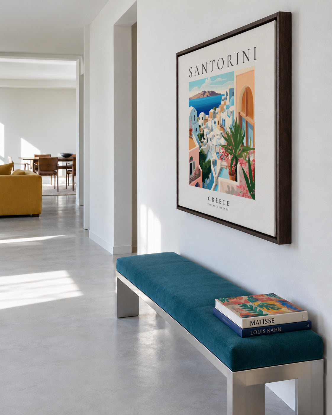 Santorini, Greece - SQUARE - Framed canvas in an interior