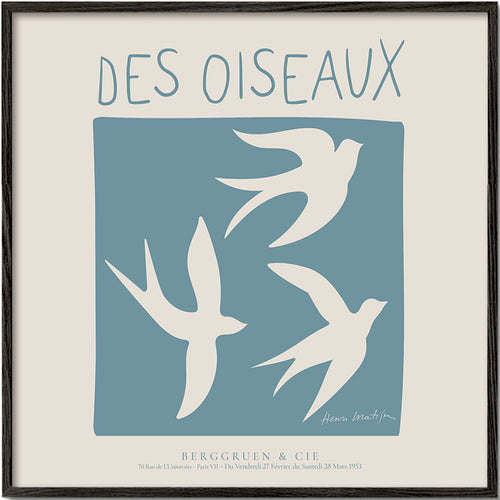 Vogelillustratie in blauw vlak