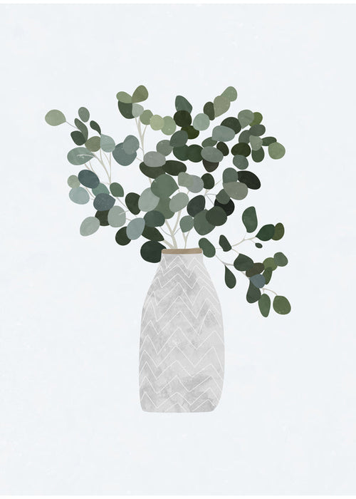 Botanische poster: eucalyptus in minimalistische vaas