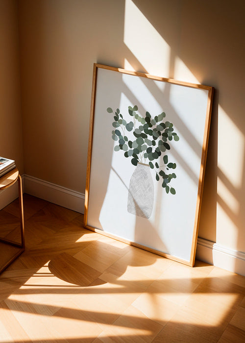 Botanische poster: eucalyptus in minimalistische vaas