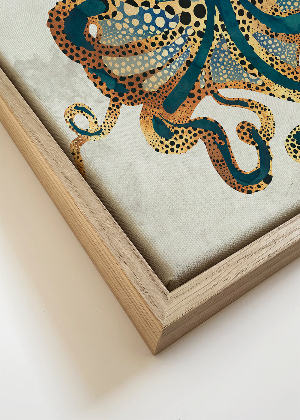 Artwork octopus blauw met gouden vlekken