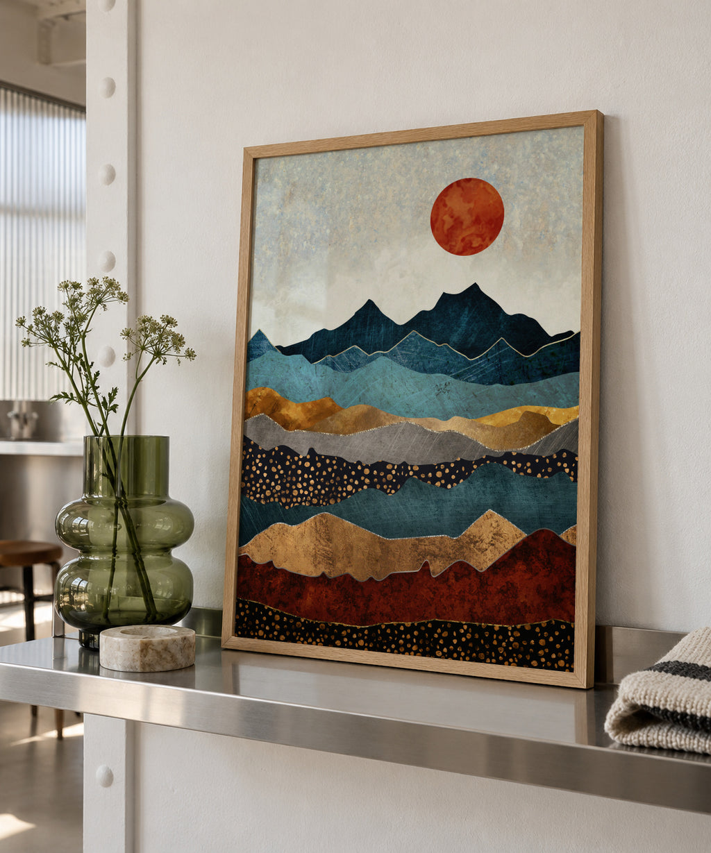 Amber Dusk - Framed poster in an interior