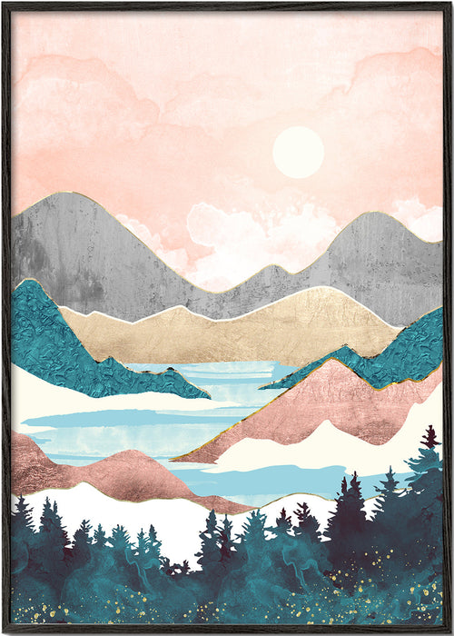 Landschap kunst: meer zonsopgang illustratie