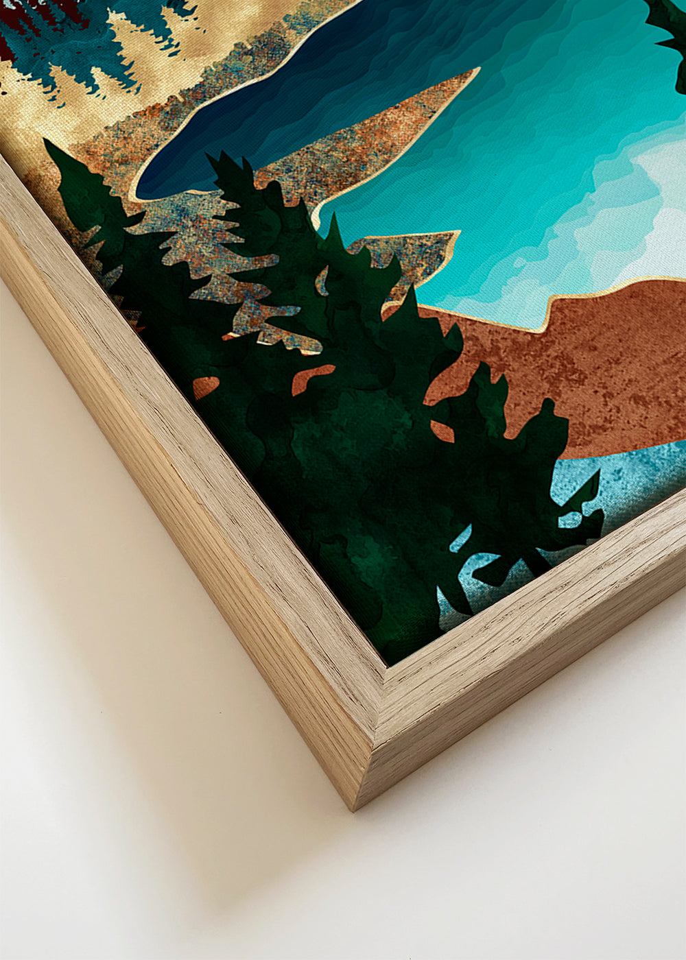 Landschapsposter: meer tussen bergen illustratie