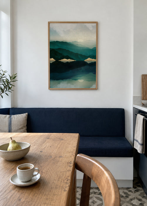 Waters Edge Reflection - Framed poster in an interior