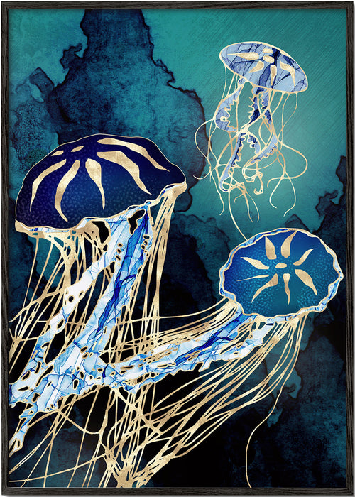 Blauwe kwallen kunst
