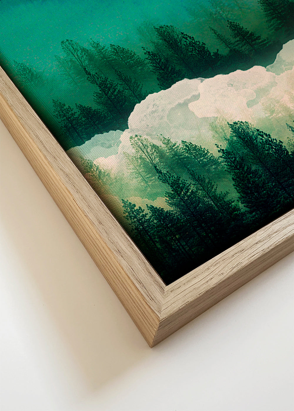 Landschap kunst: smaragdheuvels met vliegende vogels