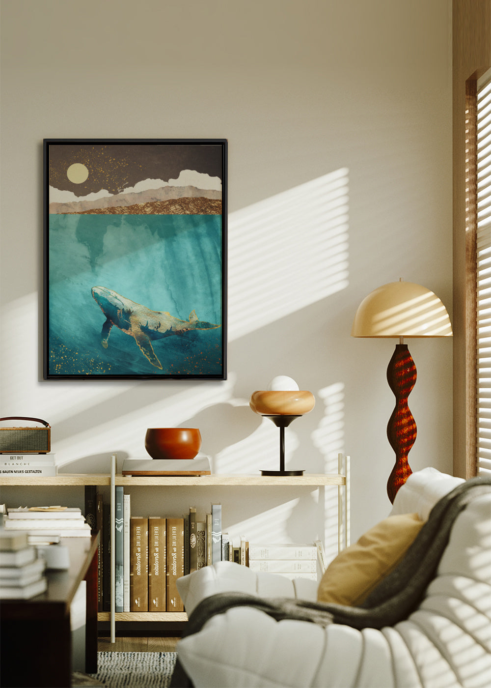 Light Beneath - Framed canvas in an interior