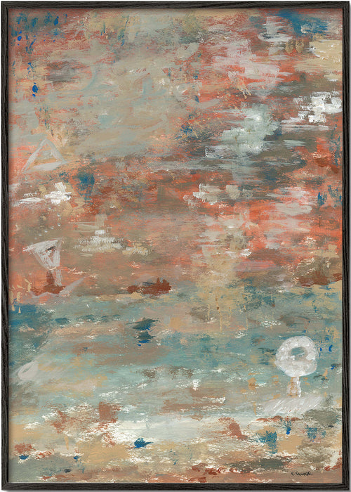 Abstract kunstwerk in zee- en aardetinten