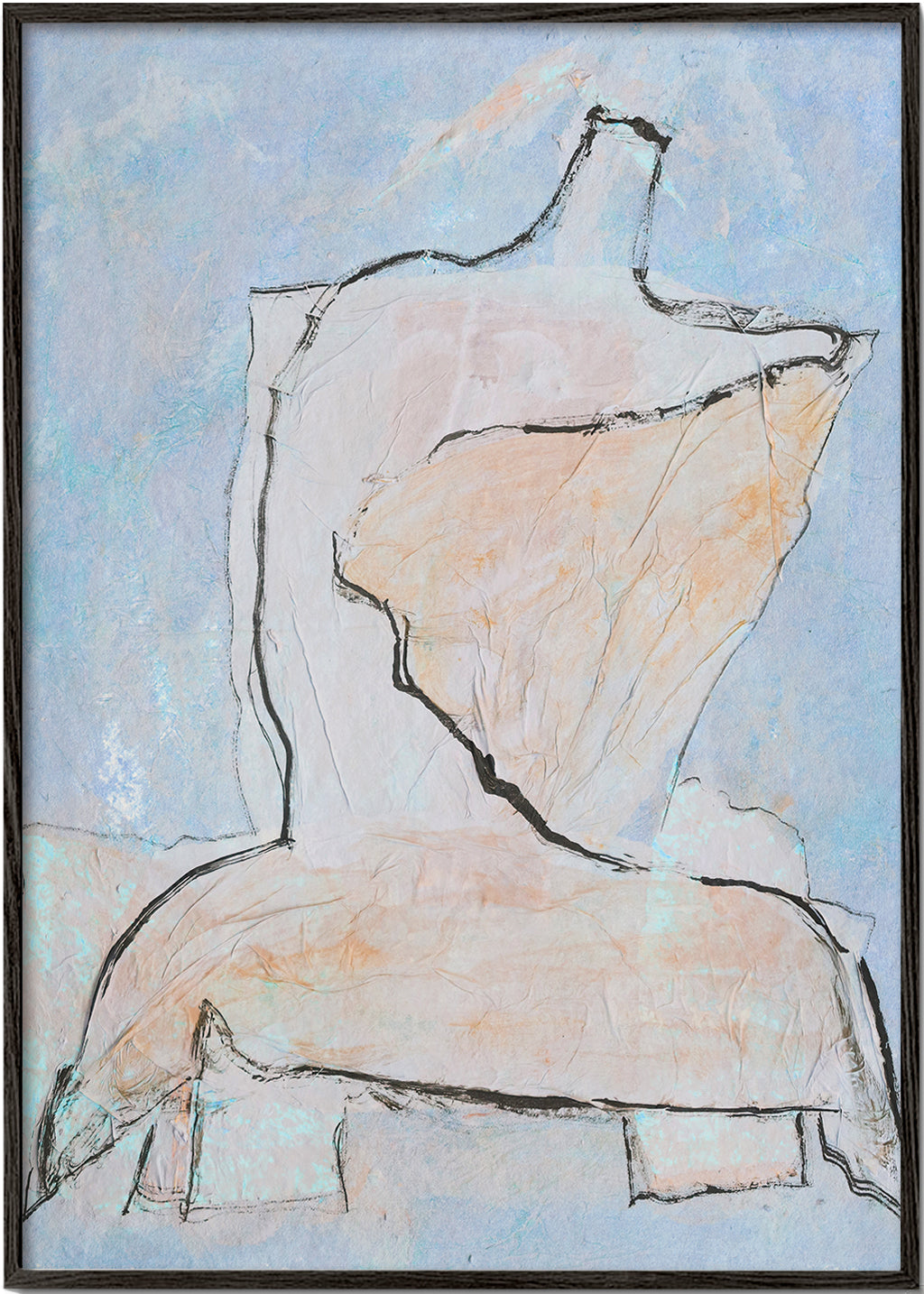 Abstracte kunst met gesuggereerde buste