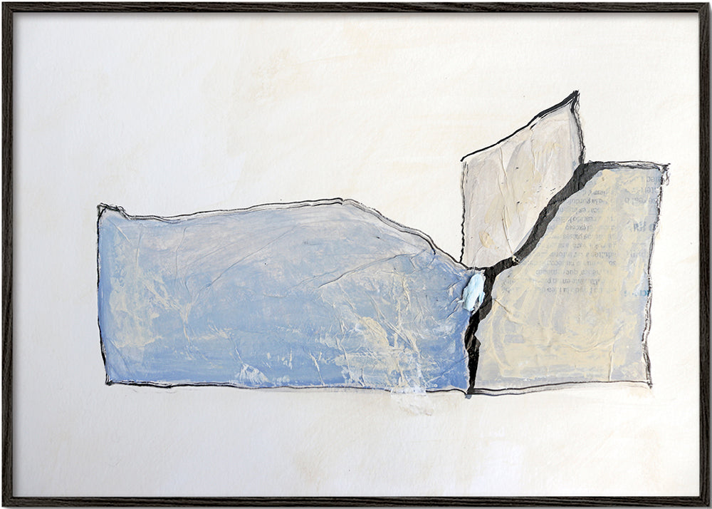 Abstract kunst met blauwe veeg en omtrek
