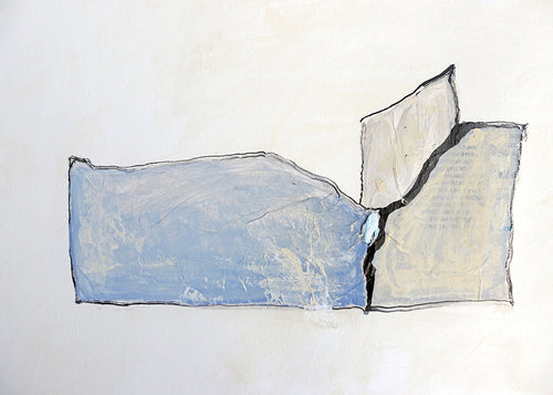 Abstract kunst met blauwe veeg en omtrek