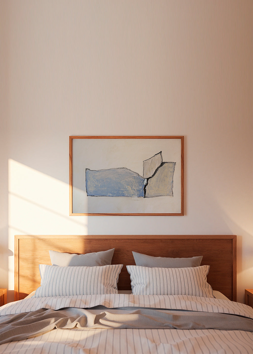 Abstract kunst met blauwe veeg en omtrek