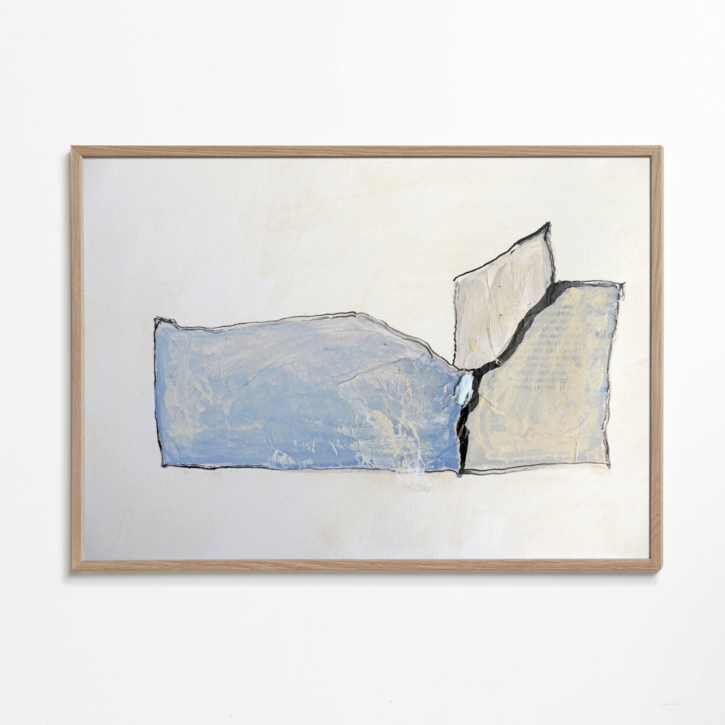 Abstract kunst met blauwe veeg en omtrek