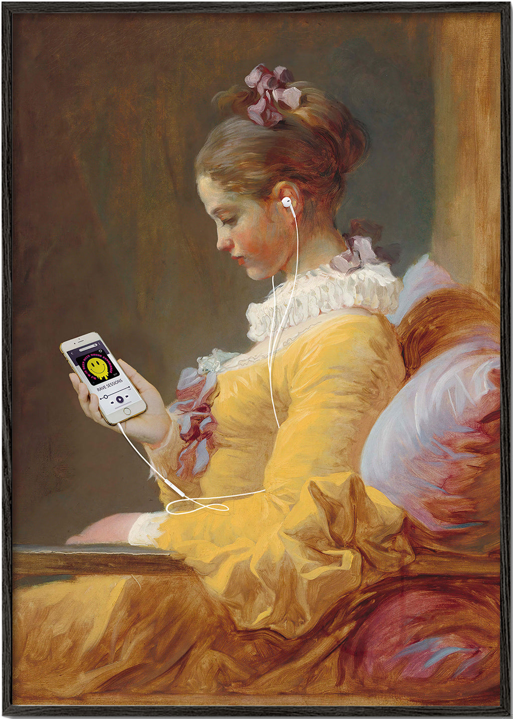 Vintage schilderij van meisje met oortjes